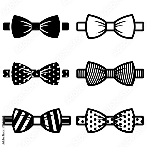 Vászonkép Vector black bow ties icons set
