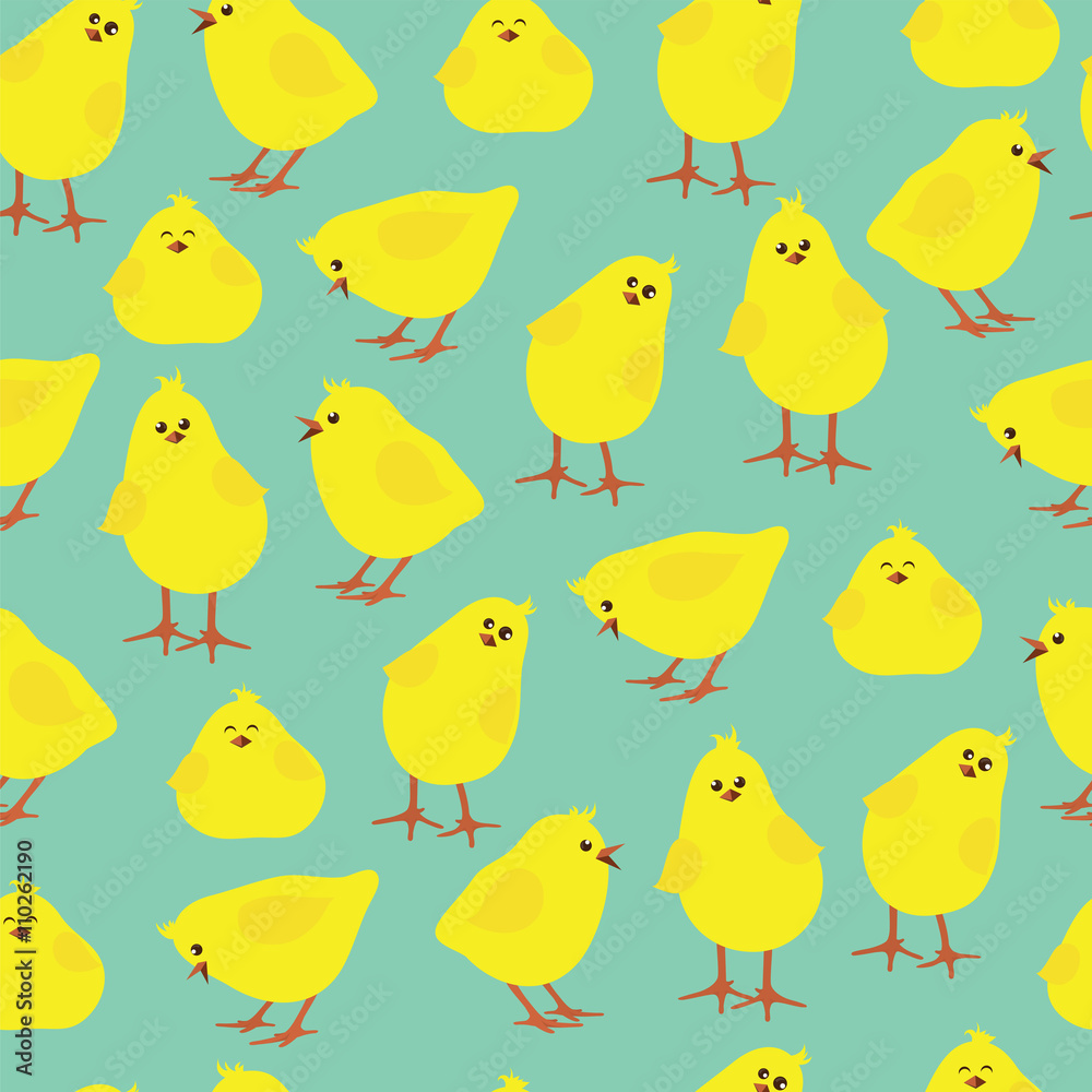 Seamless pattern with funny chickens on a blue background. EPS10 vector illustration. Seamless pattern with funny chickens on a blue background. EPS10 vector illustration.