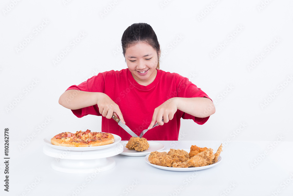 Woman with fast food Woman with fast food