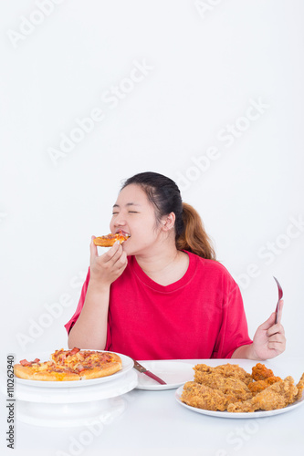Woman with fast food