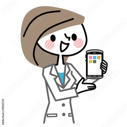 白衣　女性　スマホ