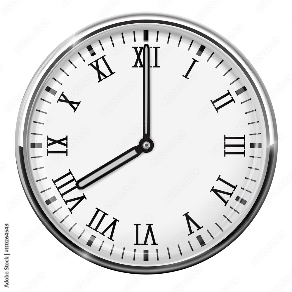 Clock dial with roman numerals. Eight o'clock Clock dial with roman numerals. Eight o'clock