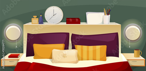 Interior of evening bedroom