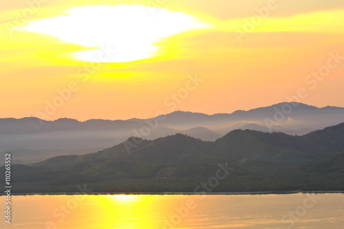 Sunset at scenic point of Khao Fha Chee  Ranong Thailand.