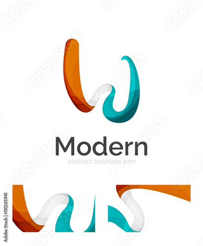 Abstract 3d swirl ribbon logo template with business card corporate identity design