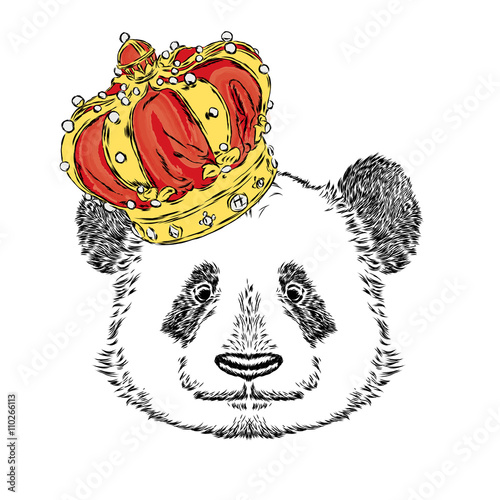 Fototapeta Naklejka Na Ścianę i Meble -  Funny panda in the crown. Vector illustration.