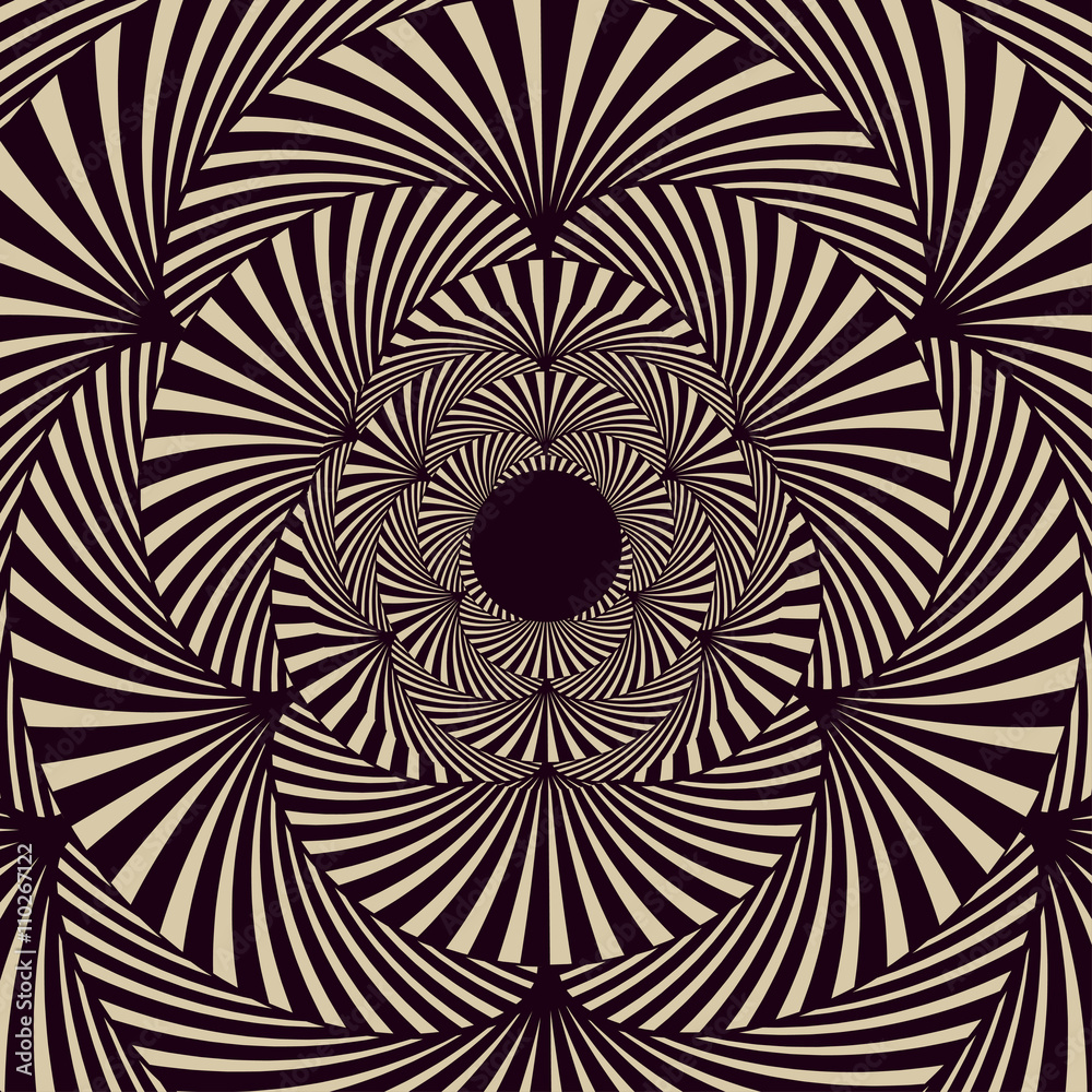a kaleidoscope view of stylized palm foliage in black and white