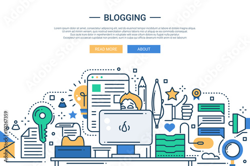 Blogging - line design website banner