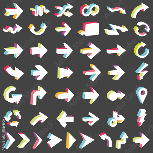 Line 3D Arrows Icon Set
