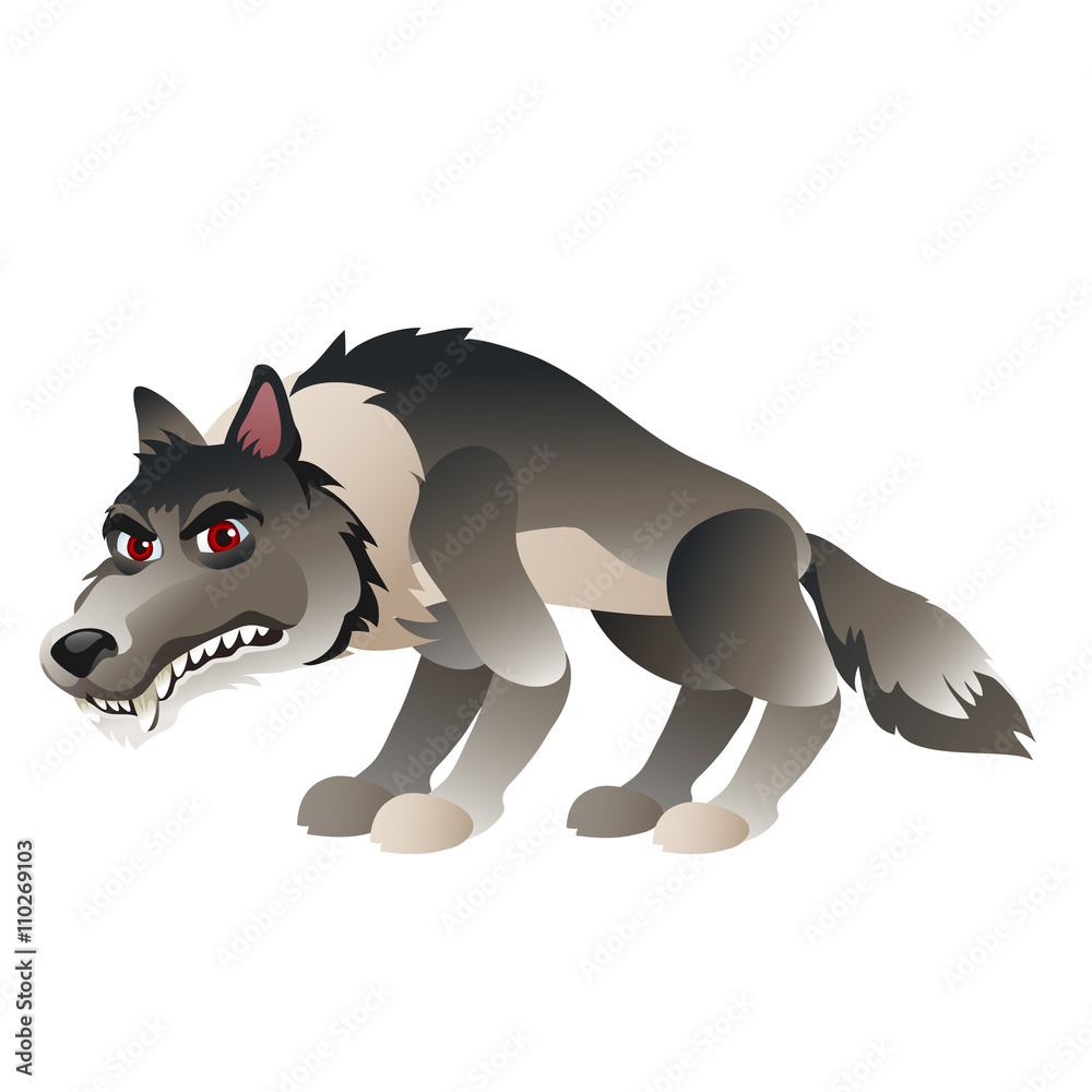 Wolf in cartoon style for your design needs vector de Stock | Adobe Stock