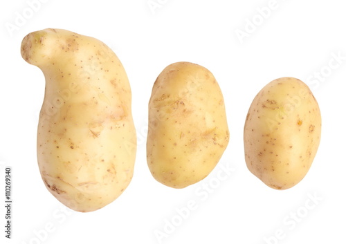 set fresh potatoes isolated on white background, with clipping path