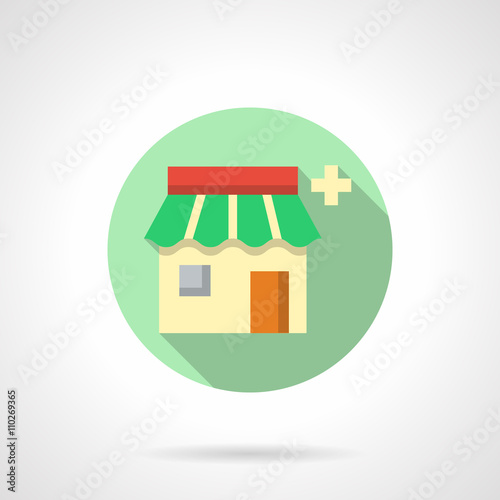 Drugstore flat color design vector icon