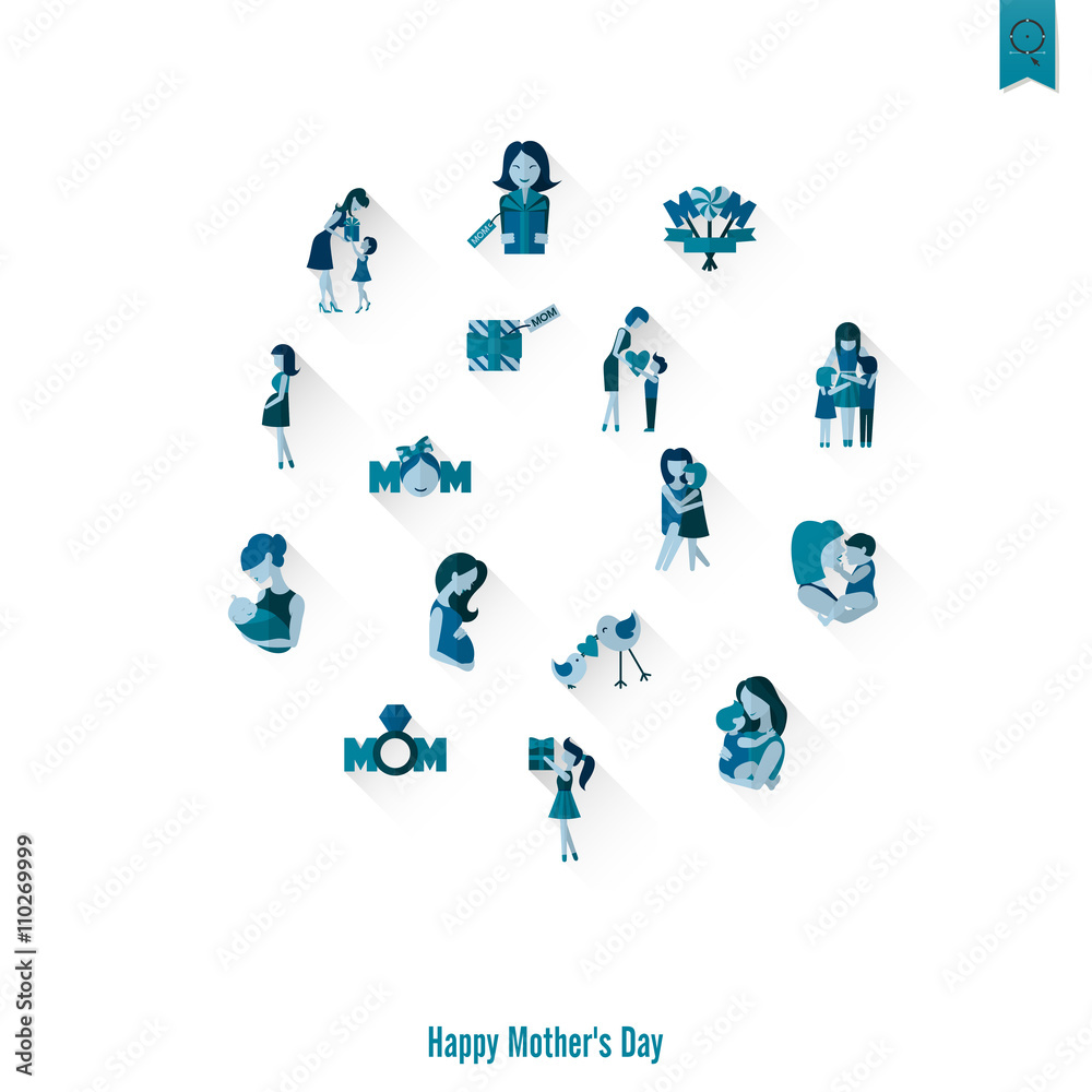 Fototapeta premium Happy Mothers Day Icons