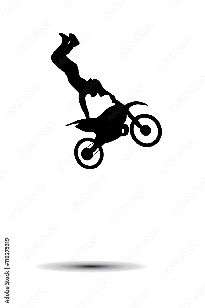 Motorcyclist. Bike trick. Vector silhouette