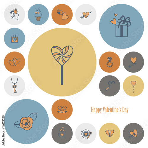 Wallpaper Mural Happy Valentines Day Icons Torontodigital.ca