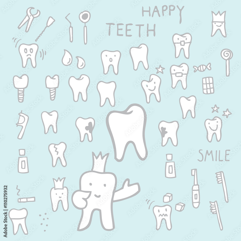 Teeth - set of freehand drawing Teeth - set of freehand drawing