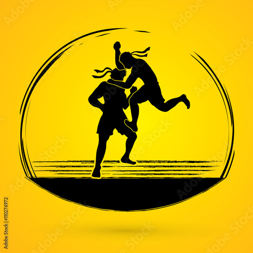 Muay Thai, Thai Boxing,  action graphic vector