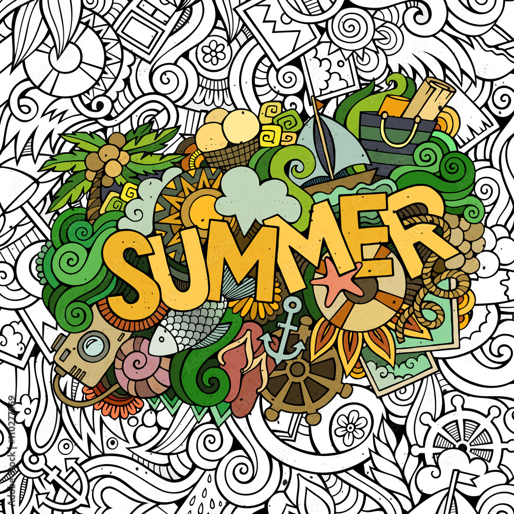Doodles abstract decorative summer background