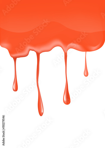 Paint orange dripping background, vector illustration