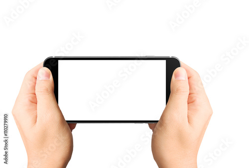 Touch screen smartphone in hand..