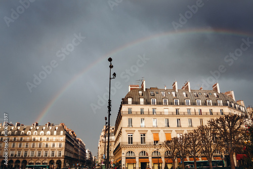 Paris Street View with Rainbow