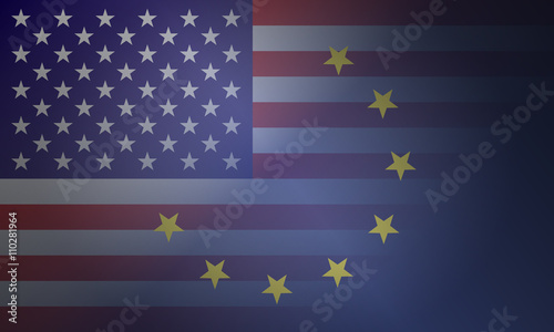 Handelsabkommen - USA und Europa-Flagge