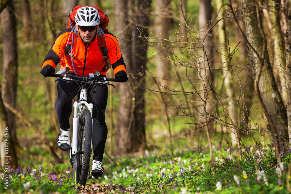 Fototapeta premium Man cyclist riding the bicycle