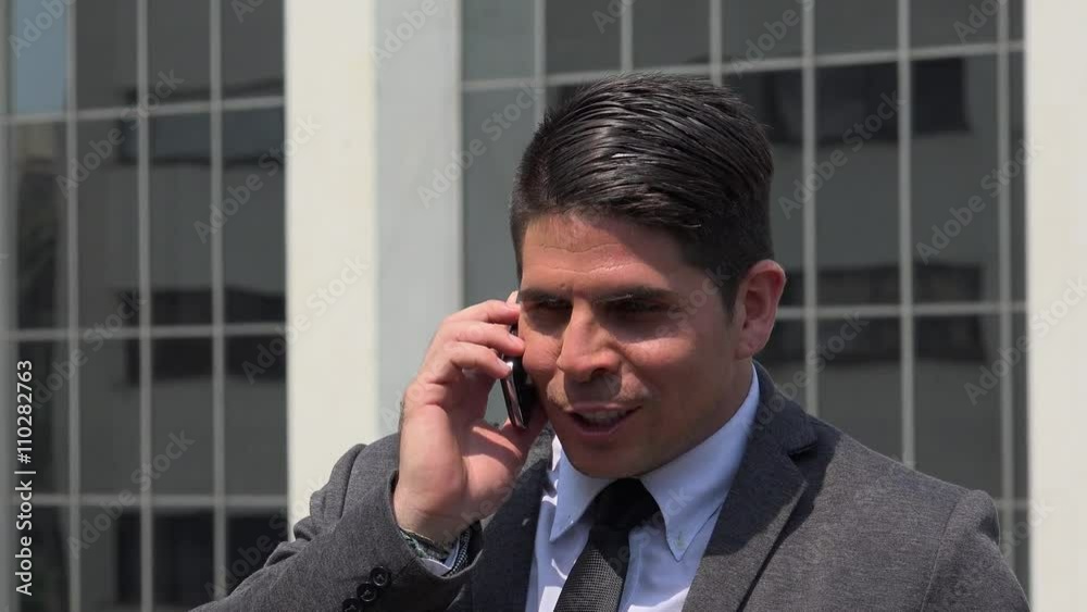 Happy Successful Business Man Talking On Cell Happy Successful Business Man Talking On Cell
