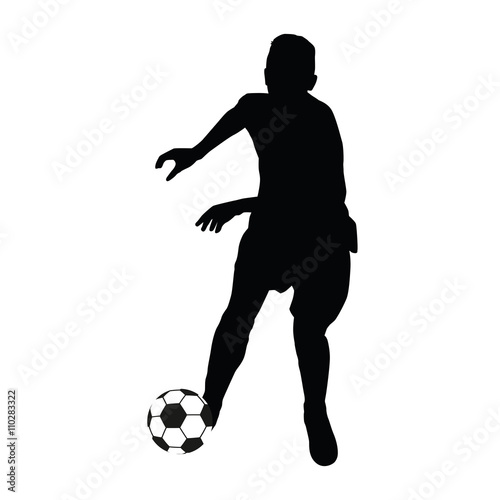 Soccer player vector silhouette. Running football player