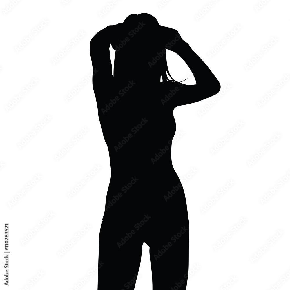 Sexy woman standing in front with his hands in his hair. Vector Sexy woman standing in front with his hands in his hair. Vector