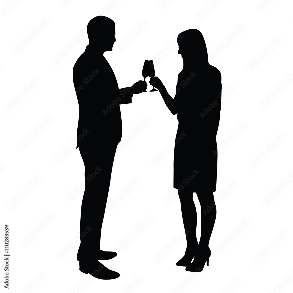 Business man and woman celebrating with a glass of champagne. Ve
