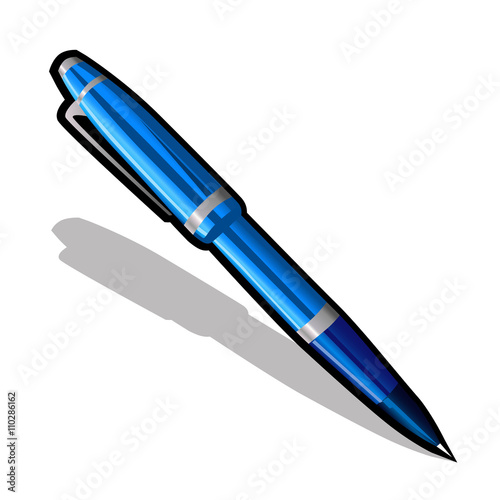 Blue ballpoint pen on a white background