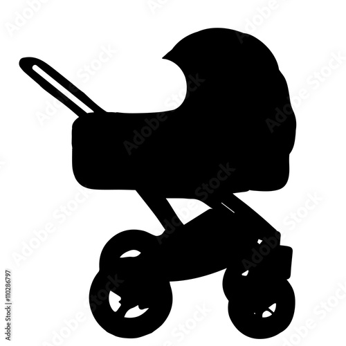 Vector silhouette of stroller.