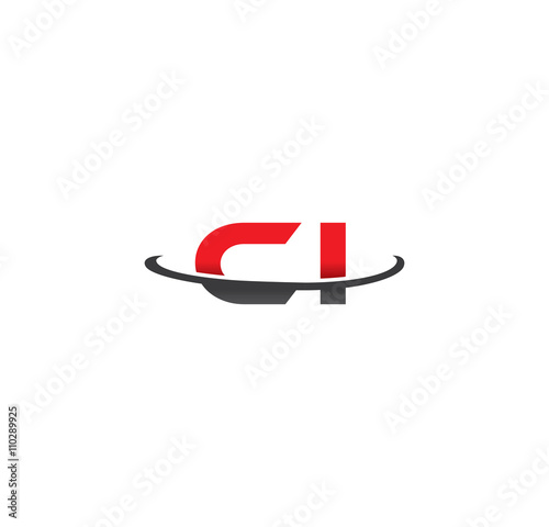 ci alphabet with swoosh grey and red