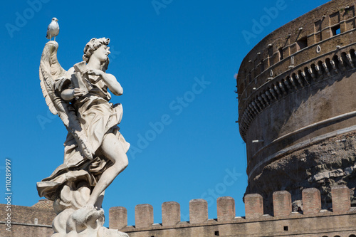 One of the angels at the famous Sant Angelo bridge, Rome, Italy.