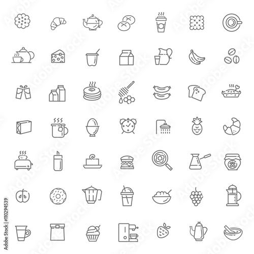 vector outline breakfast icons