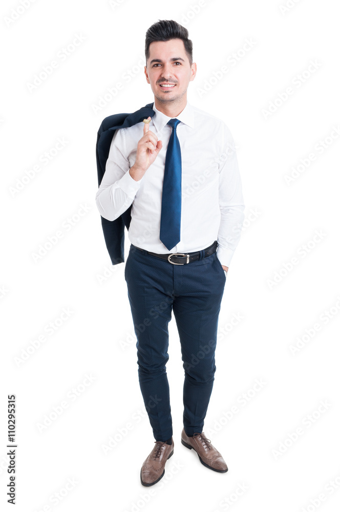Successful business man posing with one hand in pocket Successful business man posing with one hand in pocket