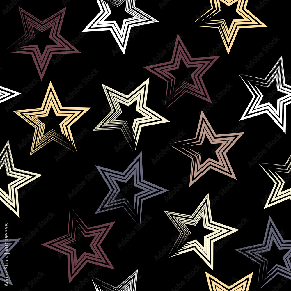 Cute vector geometric seamless pattern. Brush strokes and stars. Hand drawn grunge texture. Abstract forms. Endless texture can be used for printing onto fabric or paper Cute vector geometric seamless pattern. Brush strokes and stars. Hand drawn grunge texture. Abstract forms. Endless texture can be used for printing onto fabric or paper