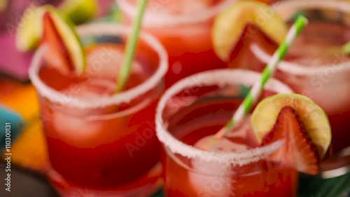 Strawberry and lime margaritas on the party table