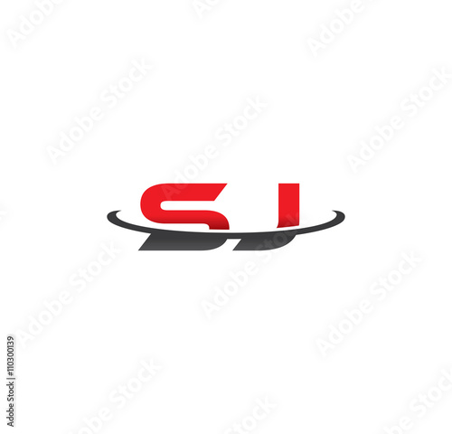 sj alphabet with swoosh grey and red