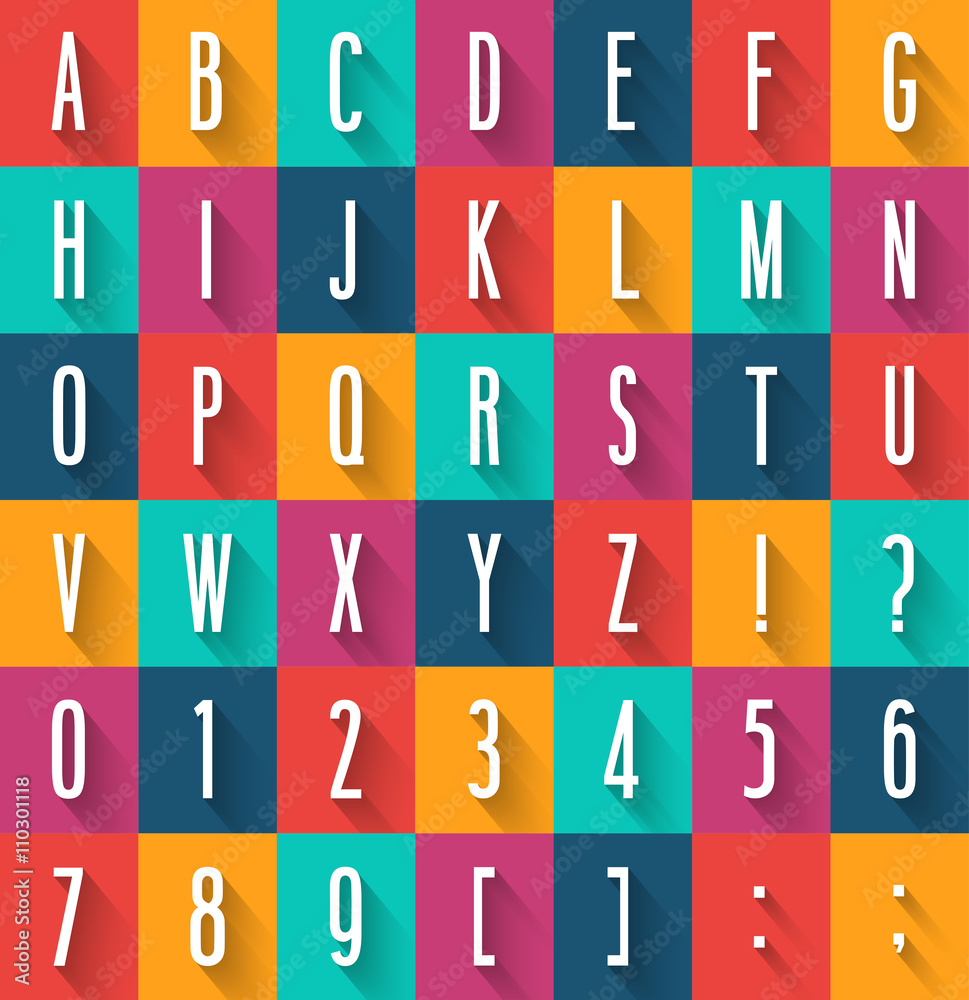Flat font with shadow effect. Flat font with shadow effect.