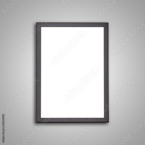 Blank of wooden photo frame isolated on grey