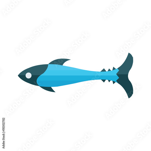 blue fish vector cute