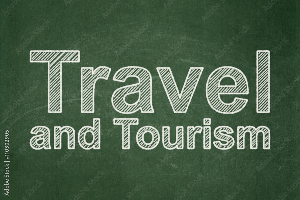 Obraz premium Vacation concept: Travel And Tourism on chalkboard background