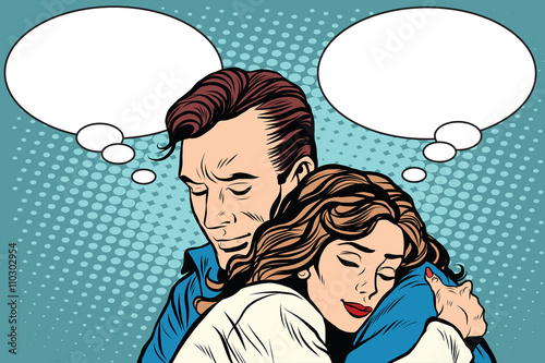 couple man and woman love hug