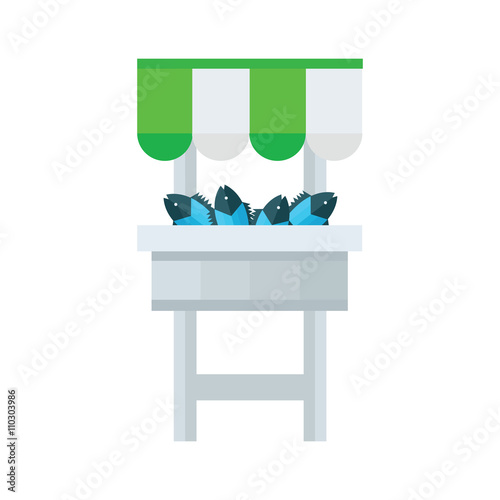 Fresh Blue Fish in Market Vector