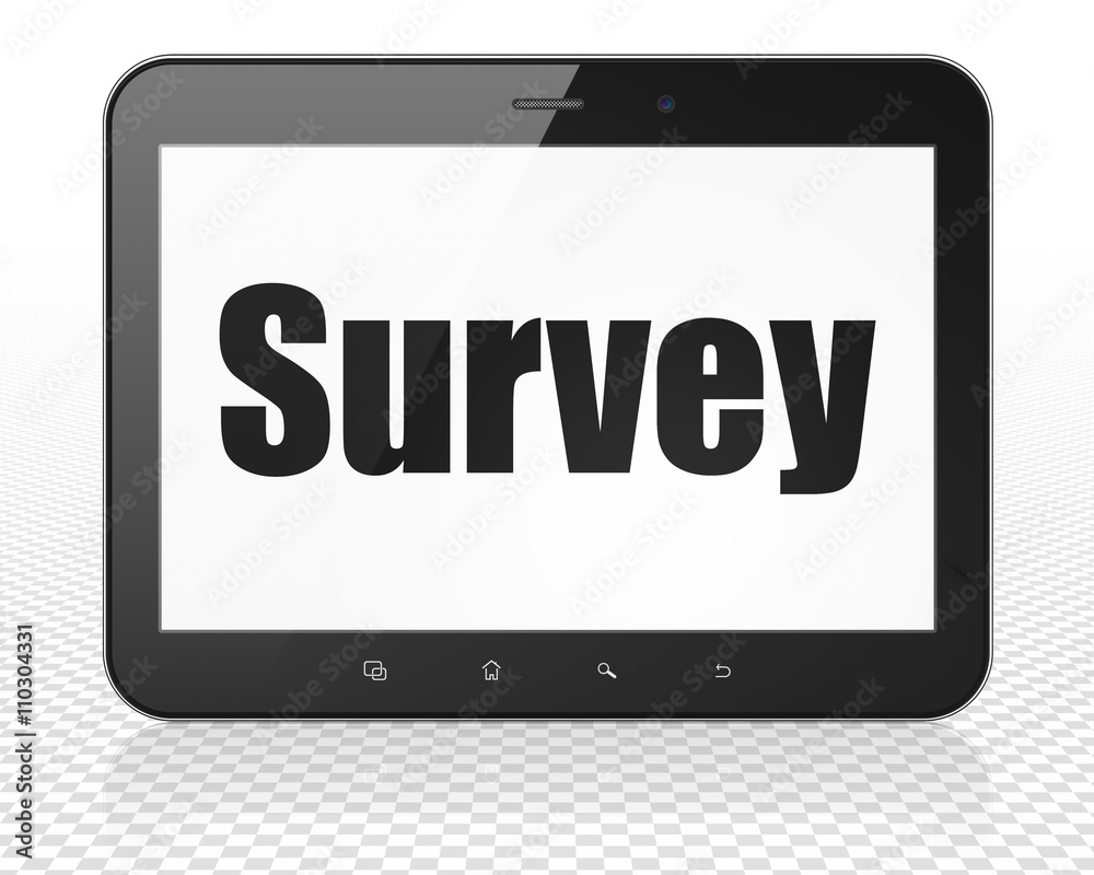 Science concept: Tablet Pc Computer with Survey on display Science concept: Tablet Pc Computer with Survey on display