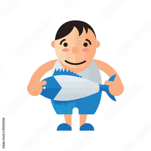 man and fish vector