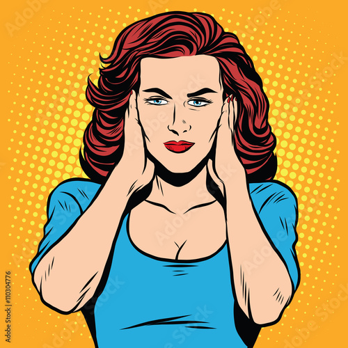Girl ears closed silence