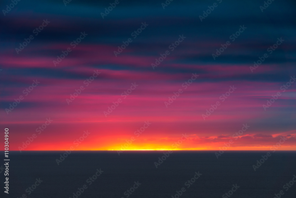 seascape with sunset colors